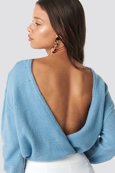 Na-kd Trend Back Overlap Knitted Sweater - Blue