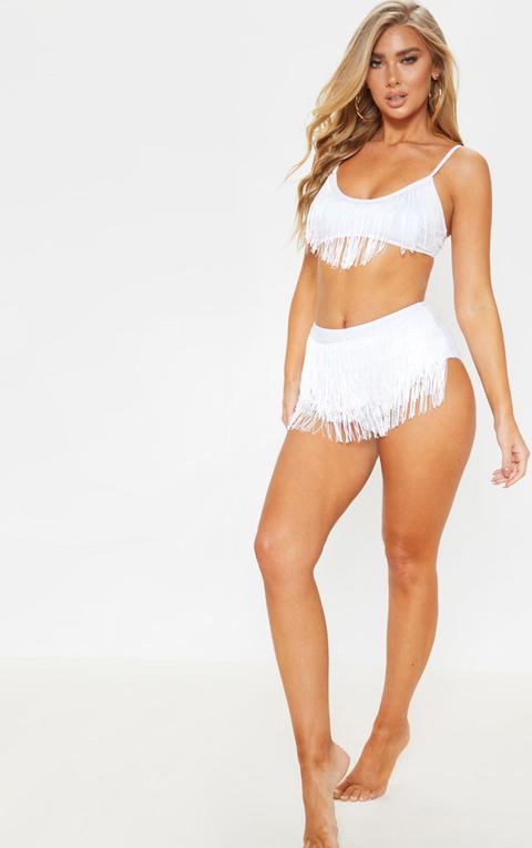 white fringe bikini top