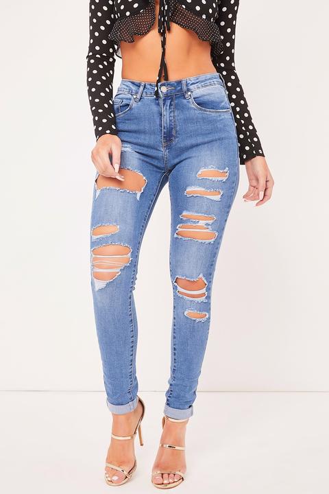 Malia Denim Ripped Turn Up Jeans