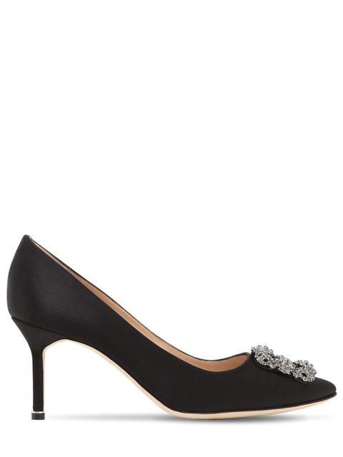 Manolo Blahnik | Mujer Pumps "hangisi" Satén De Seda Con Swarovski 70mm Negro 36.5