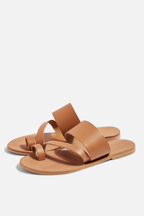 Womens Honey Tan Flat Sandals - Tan, Tan