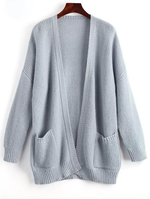 Cardigan A Maniche Lunghe A Coste Oversize