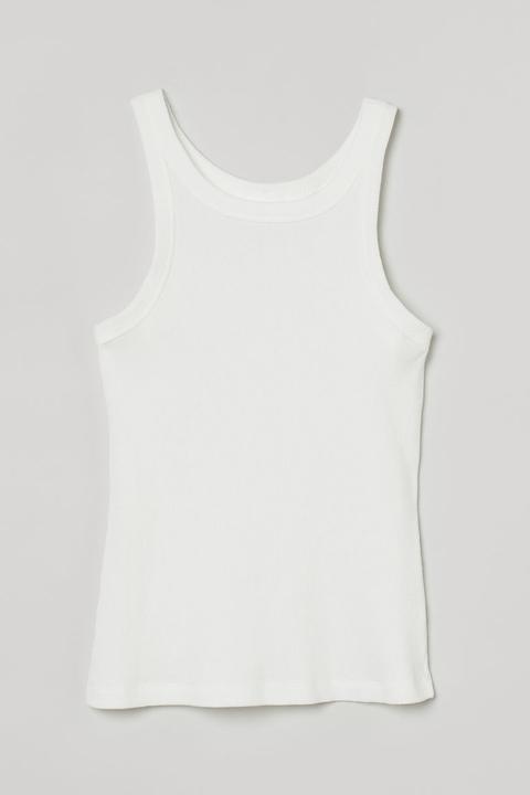 Ribbed Vest Top - White