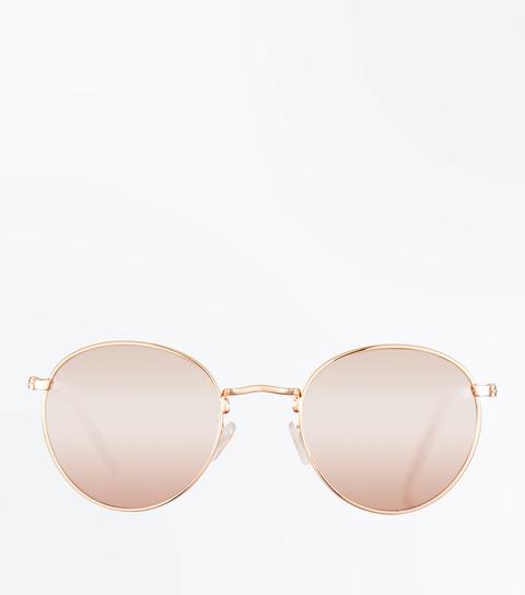 Rose Gold Metal Frame Sunglasses New Look