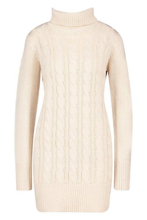 Robe Pull Col Roule En Tricot Torsade Avoine Creme S Avoine Creme From Boohoo On 21 Buttons