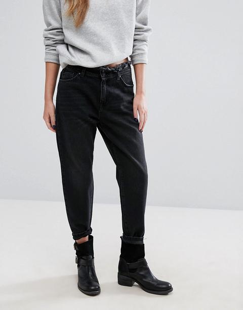 Only - Boyfriend Jeans Con Vita Sdrucita - Nero