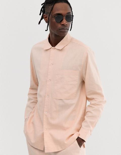 Asos White Co-ord Loose Fit Shirt In 100% Hemp-pink