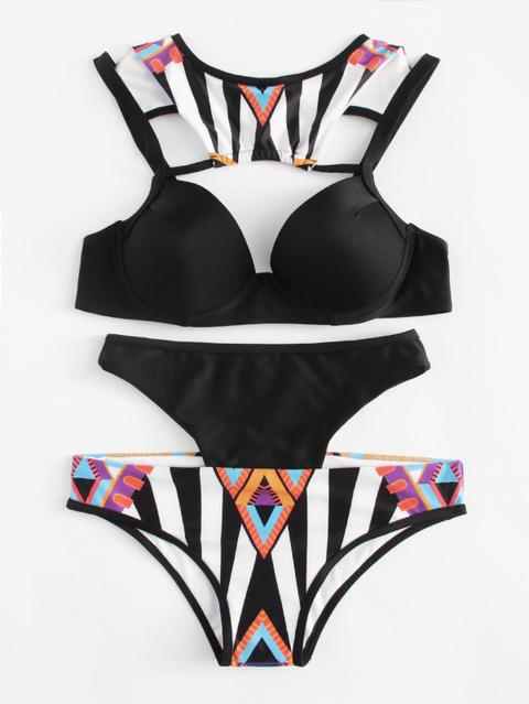 Bikini Con Motivo Geometrico Ritagliato