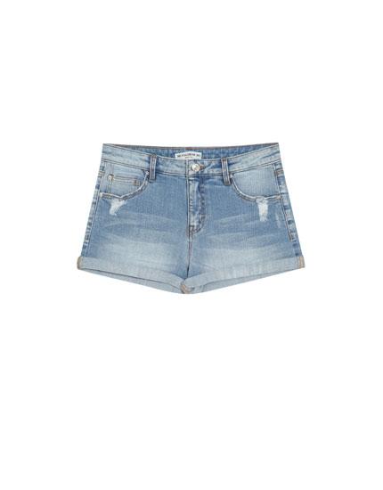 Short Denim Tiro Medio