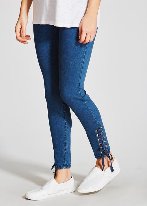 April Super Skinny Lace Hem Jeans