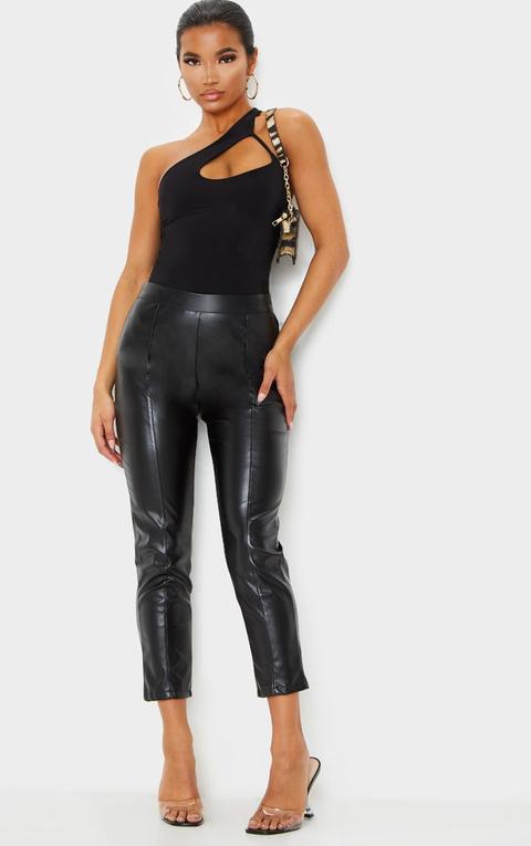 Daysha Black Cropped Faux Leather Trousers