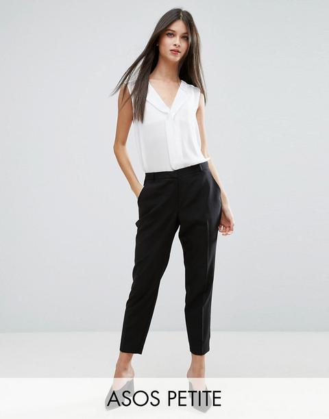 Asos Petite Ankle Grazer Cigarette Trousers In Crepe