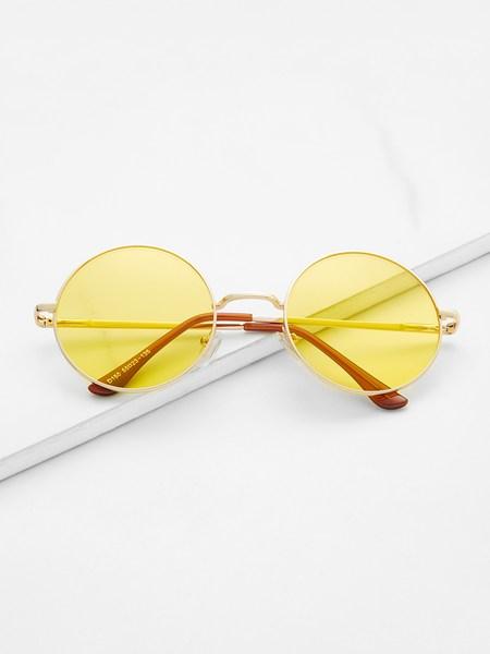 Gafas De Sol Estilo De Retro Con Marco De Metal Y Lentes Amarillo