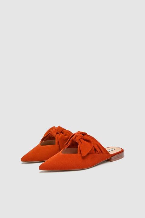 Mules In Pelle Con Fiocco