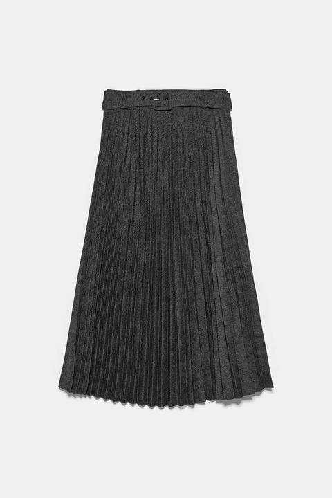zara belted pleated skirt