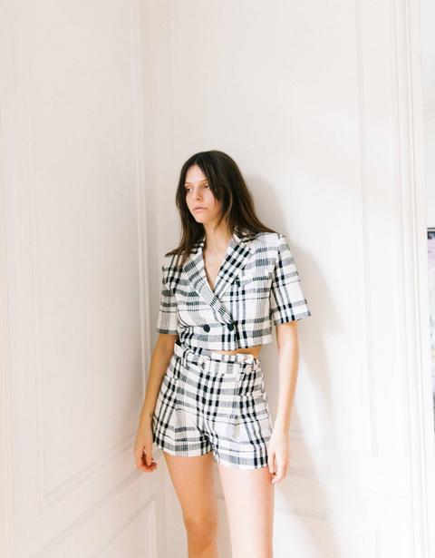 Short À Carreaux Avec Ceinture