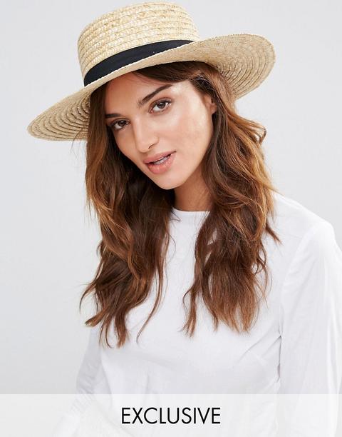 South Beach Straw Boater Hat With Black Band-neutral