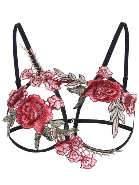 Sujetador Floral Enjaulado De La Ropa Interior Del Applique
