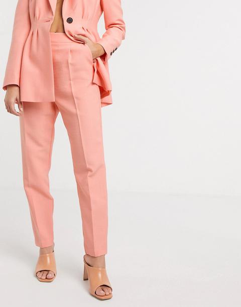 Asos Design Tapered Suit Trousers In Peach-pink