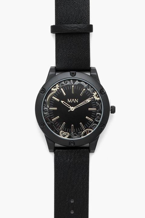 Oversized Cog Detail Black Watch