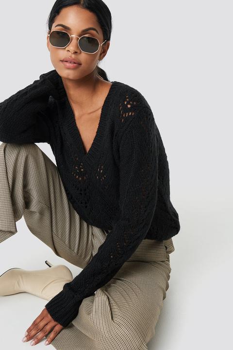 V-neck Knitwear Sweater Black