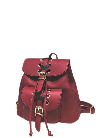 Zaino In Pelle Fibbie Occhiello Criss-cross Pu