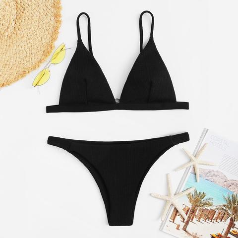 Bikini Triángulo De Canalé Con Tanga