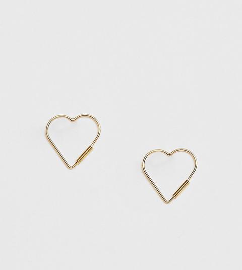 Pendientes Con Aro Fino En Forma De Corazón De Plata De Ley Chapada En Oro De Asos Design-dorado