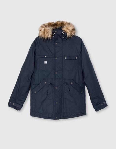 Parka Acolchada Capucha Pelo