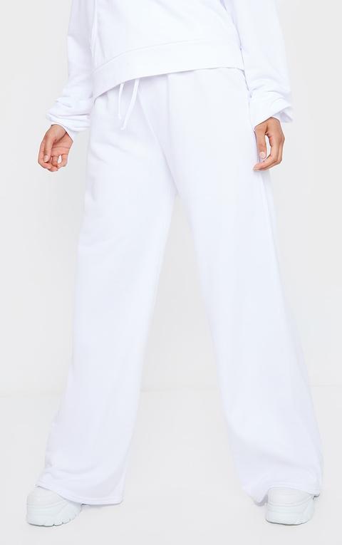 White Wide Leg Joggers from PrettyLittleThing on 21 Buttons
