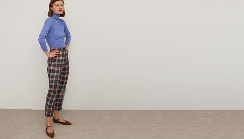 Grey And Red Check Peggy Trouser