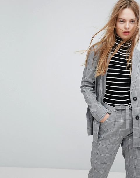 Plain Studios - Blazer Oversize In Principe Di Galles A Quadri In Coordinato - Grigio