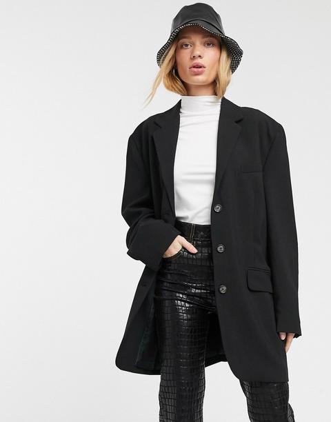 Weekday Shary Oversized Blazer With Lightly Padded Shoulders In Black