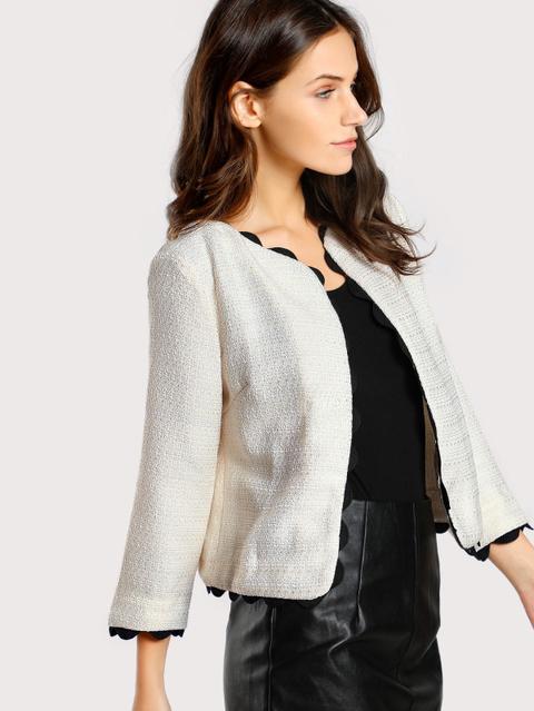 Blazer Con Bordi Smerlati All'uncinetto