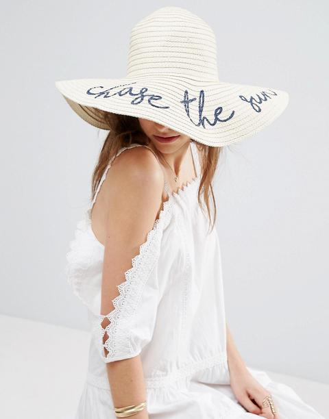 """sombrero Floppy Extragrande De Paja ""chase The Sun"" De Asos"""