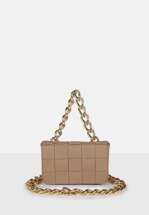 Stone Weave Chain Shoulder Mini Bag, Stone