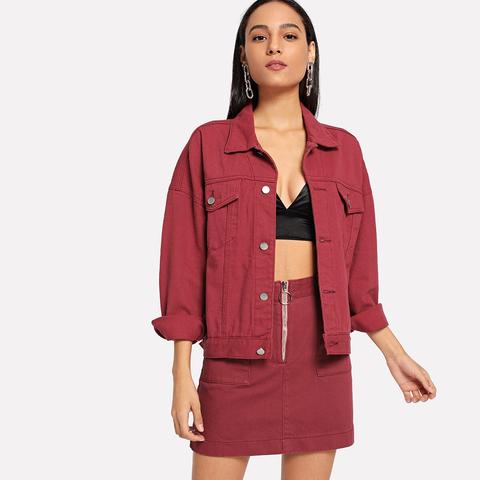 Giacca In Denim Monopetto A Spalla Rovesciata