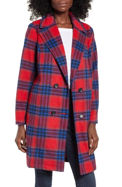 Plaid Double Breasted Coat