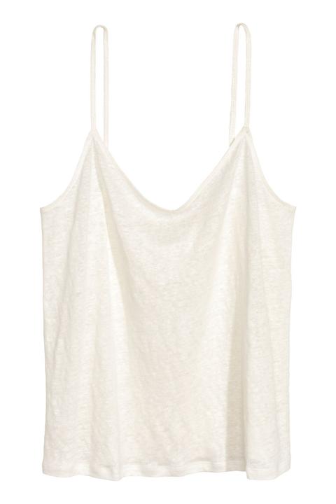 H & M - Top Con Spalline Sottili - Bianco