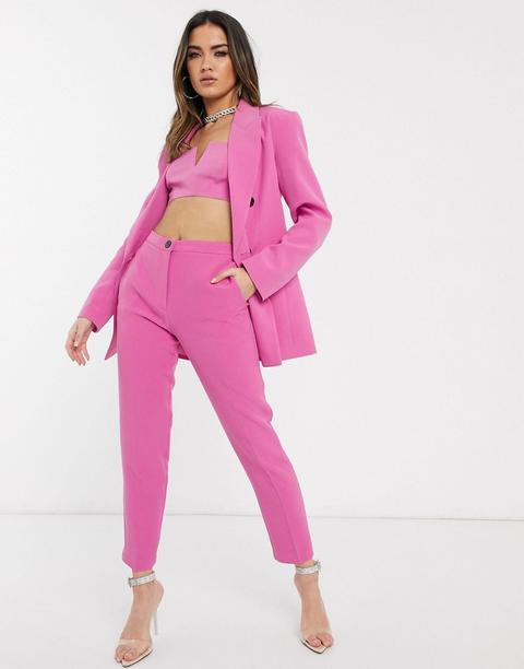 Pantalones De Traje Slim En Rosa Pop De Asos Design