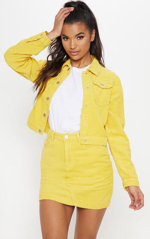 Yellow Cord Cropped Jacket