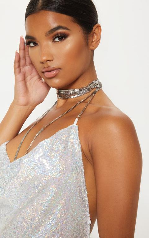 Silver sequin sale choker