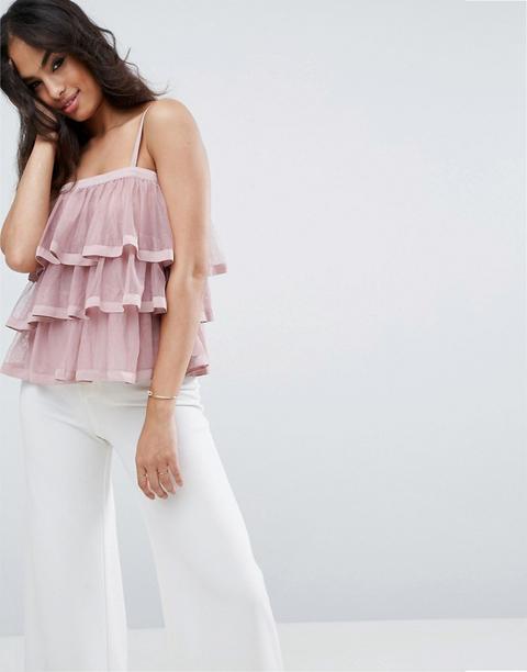 Top De Tirantes Con Volantes Escalonados De Asos
