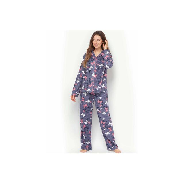 Womens Dark Blue Butterfly Print Pyjama Set From Peacocks On 21 Buttons