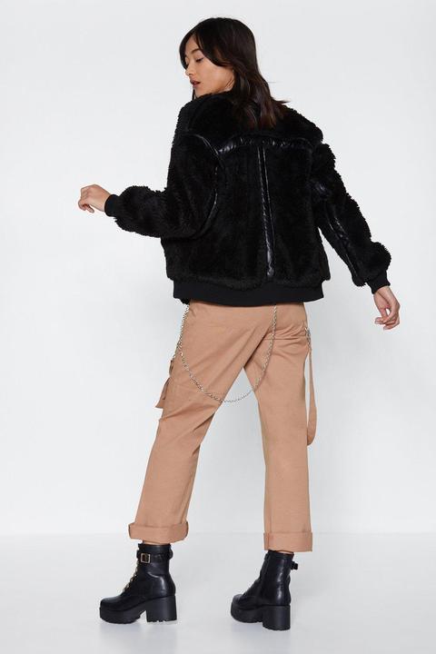 Bear Hugs Only Faux Fur Bomber Jacket