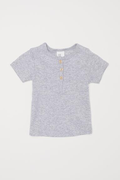 Camiseta Con Botones - Gris