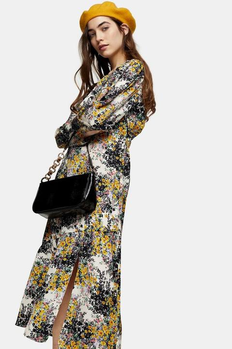 Fresh Floral Print Midi Dress