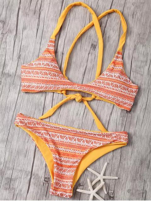 Naranja Imprimir Cami Set Bikini