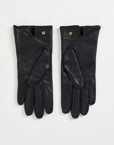 Guantes Negros Con Detalle Guateado De Cuero De Paul Costelloe