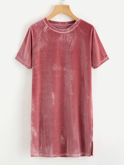 T-shirt Vestito In Velluto Con Maniche Raglan